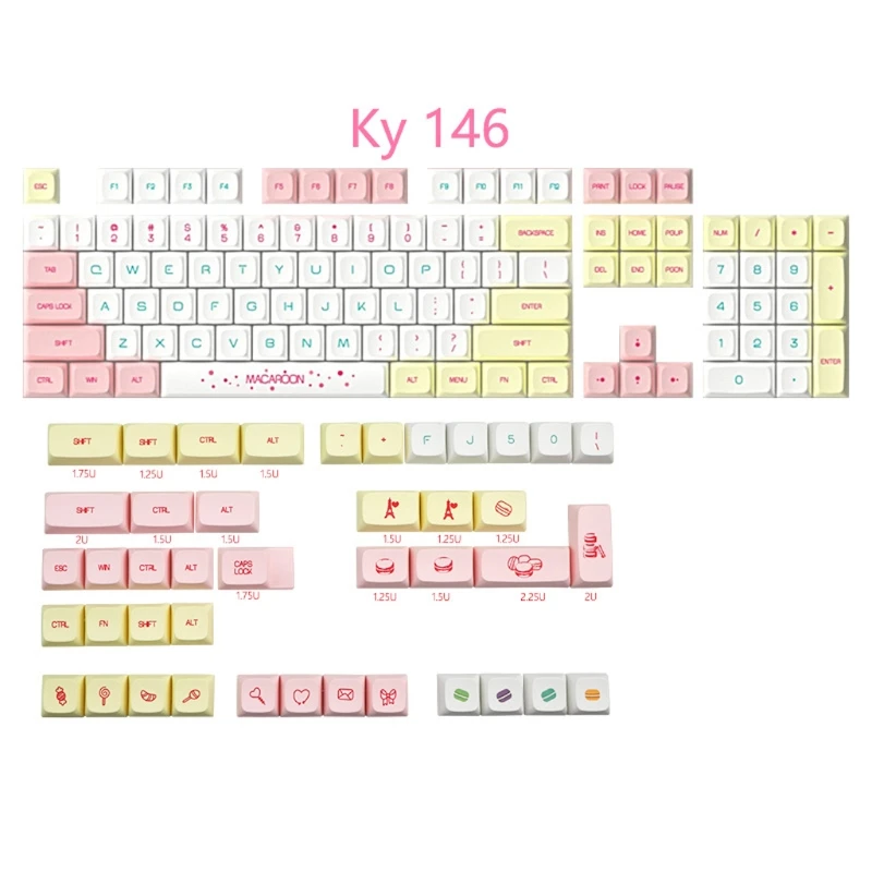 

146 Keys XDA Profile PBT Macaron Keycaps DYE Sublimation Keychron GH60 GK61 Cherry Mx Switch Mechanical Keyboard Keycap 32CB