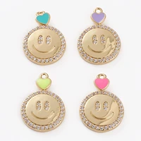 5pcs moonsmiling face charm pendant brass micro pave cubic zirconia pendants women necklace earrings jewelry accessories making