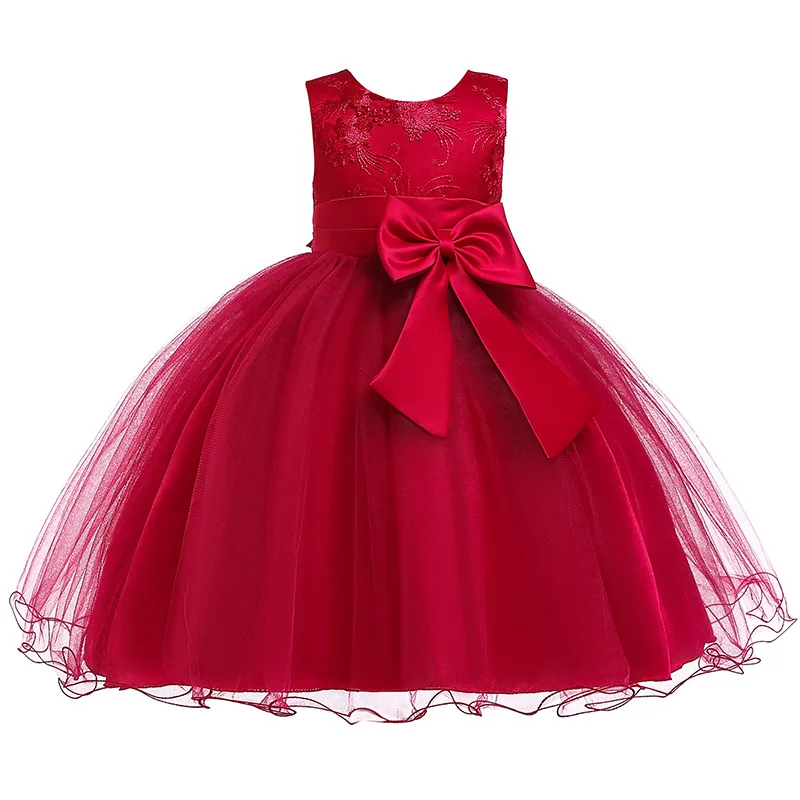 Children Formal Clothes Trend Bow Solid Color Cute Princess Tutu Girls Dress Christmas Day Stage Kids Dresses for 3-10Y | Детская одежда