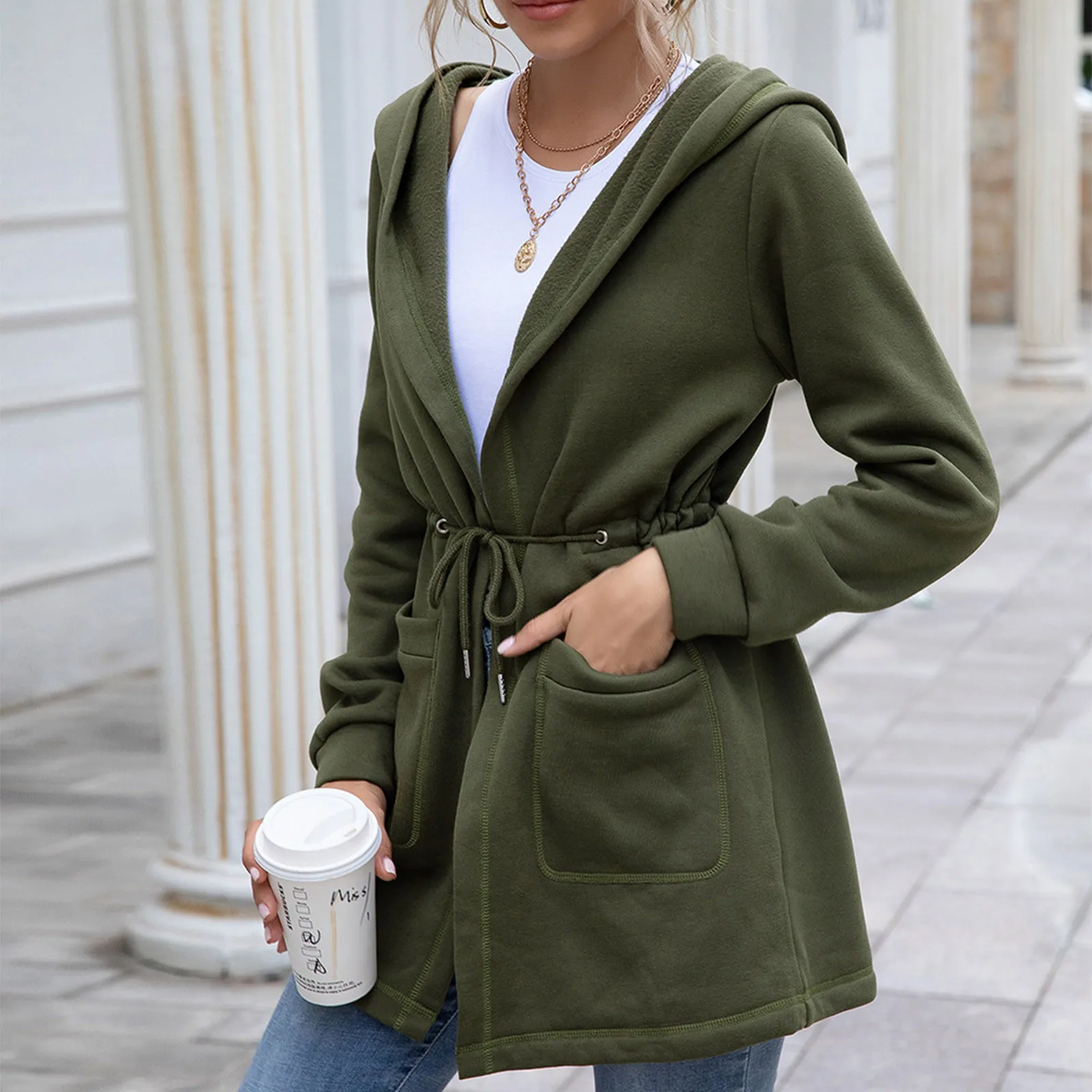 

Winter Jacket Women Casual Winter Clothes Women Fashion Solid Color Mid-length Hooded Windbreaker Jacket Coats Куртка Женская