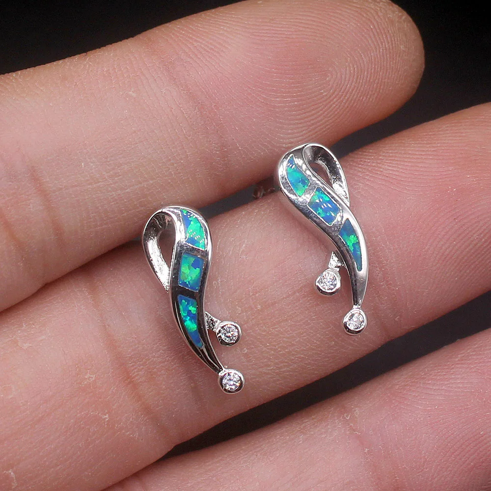 

Hermosa элегантные модные уникальные австралийские голубые опаловые серьги-гвоздики из натурального серебра 925 пробы ювелирные изделия Подар...