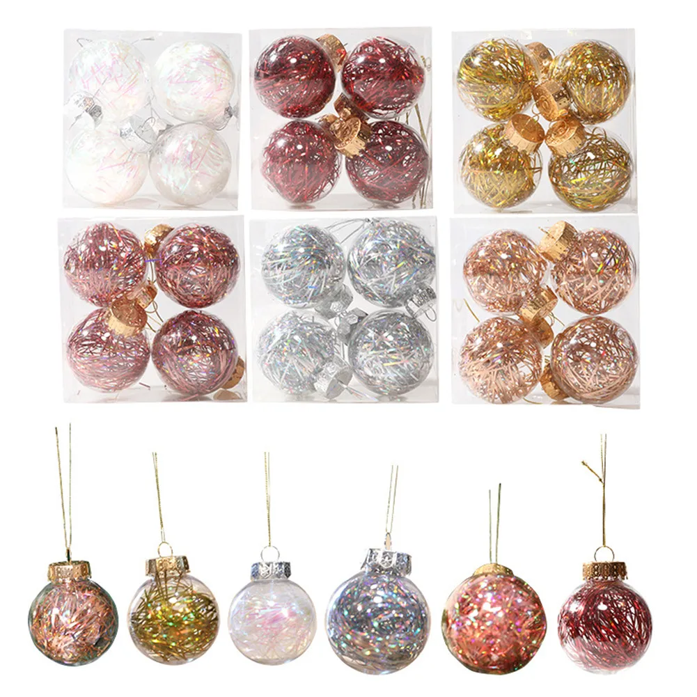 

4 шт./коркор. прозрачные пластиковые рождественские шары, искусственная шелковая трава для домашних животных, разноцветные Украшения для ро...