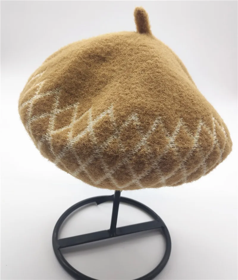 Зимний женский берет из шерсти, новинка, Женская клетчатая шапка с принтом в виде тыквы, берет, шапка gorros