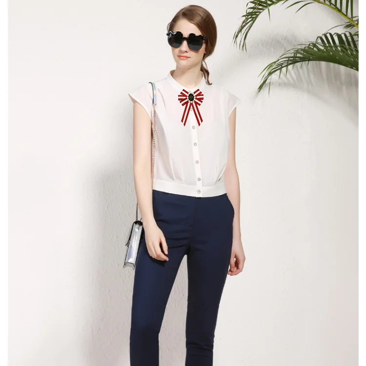 I-Remiel/полосатая тканевая брошь с галстуком-бабочкой и кристаллами в виде цветка