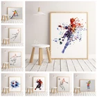 Постер акварельный с изображением футбольного мяча, украшение для детской комнаты, качественный художественный декор, холст K587