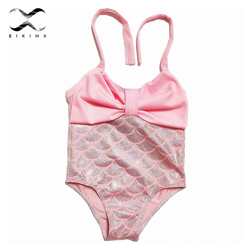 Цельный купальник для девочек ясельного возраста розовое бикини с узелком