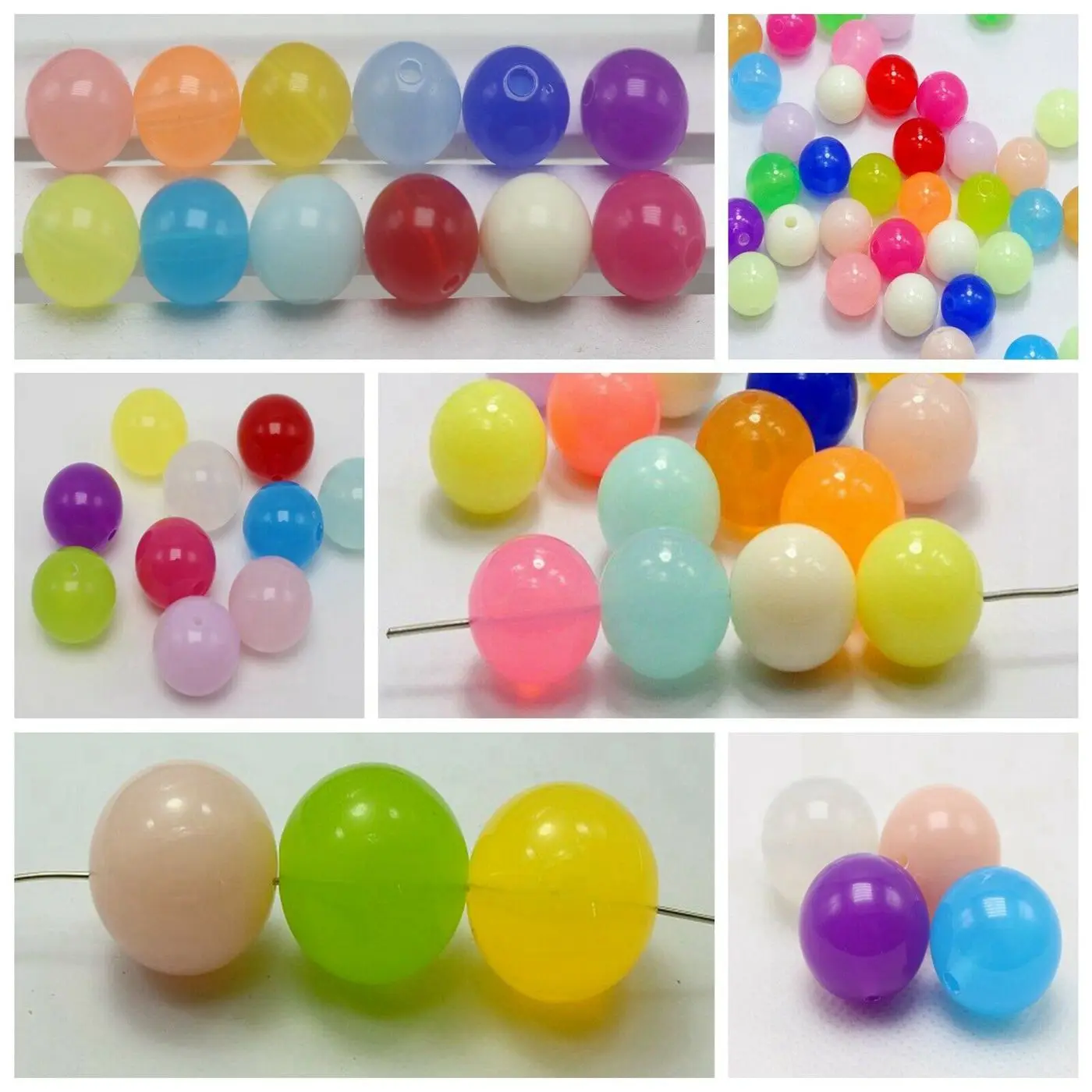 

Craft DIY Mixed Color Jelly Tone Acrylic Round Beads Smooth Ball 6mm-20mm