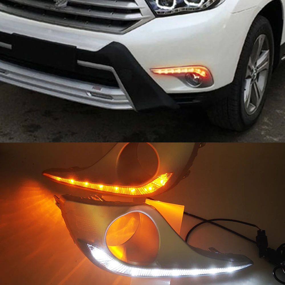 Автомобильные мигающие DRL для Toyota Highlander 2012 2013 2014 дневные ходовые огни
