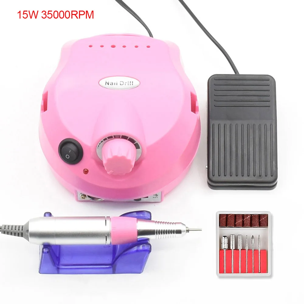 pink 35 Вт 35000 об/мин Электрический аппарат для маникюра, педикюра, напильники, набор инструментов, полировщик для ногтей, шлифовальный глазирующий станок для гель-лака - Цвет: pink