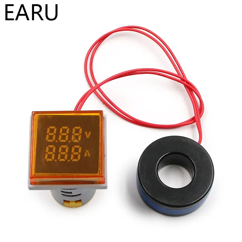 Mini Digital Voltmeter Ammeter 22mm AC 20-380V 0-100A Amp Volt Voltage Tester Meter Dual LED Indicator Pilot Lamp Light Display