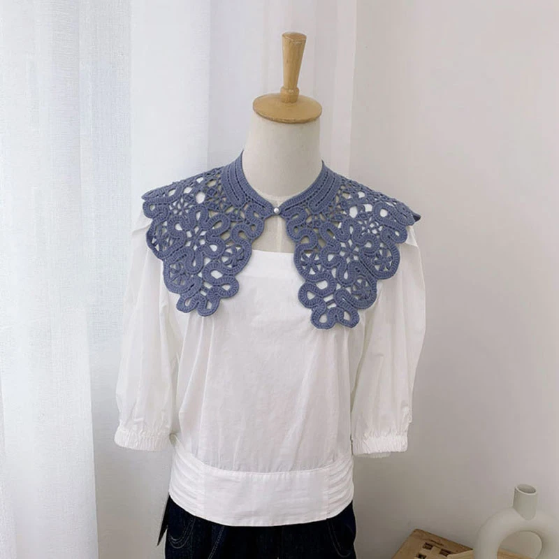 

25 Styles Fake Collars Shawl 2021 O-Neck Doll False Collar Shirt Women Hollow Crochet Lace Detachable Collar Half Shirt Faux Co