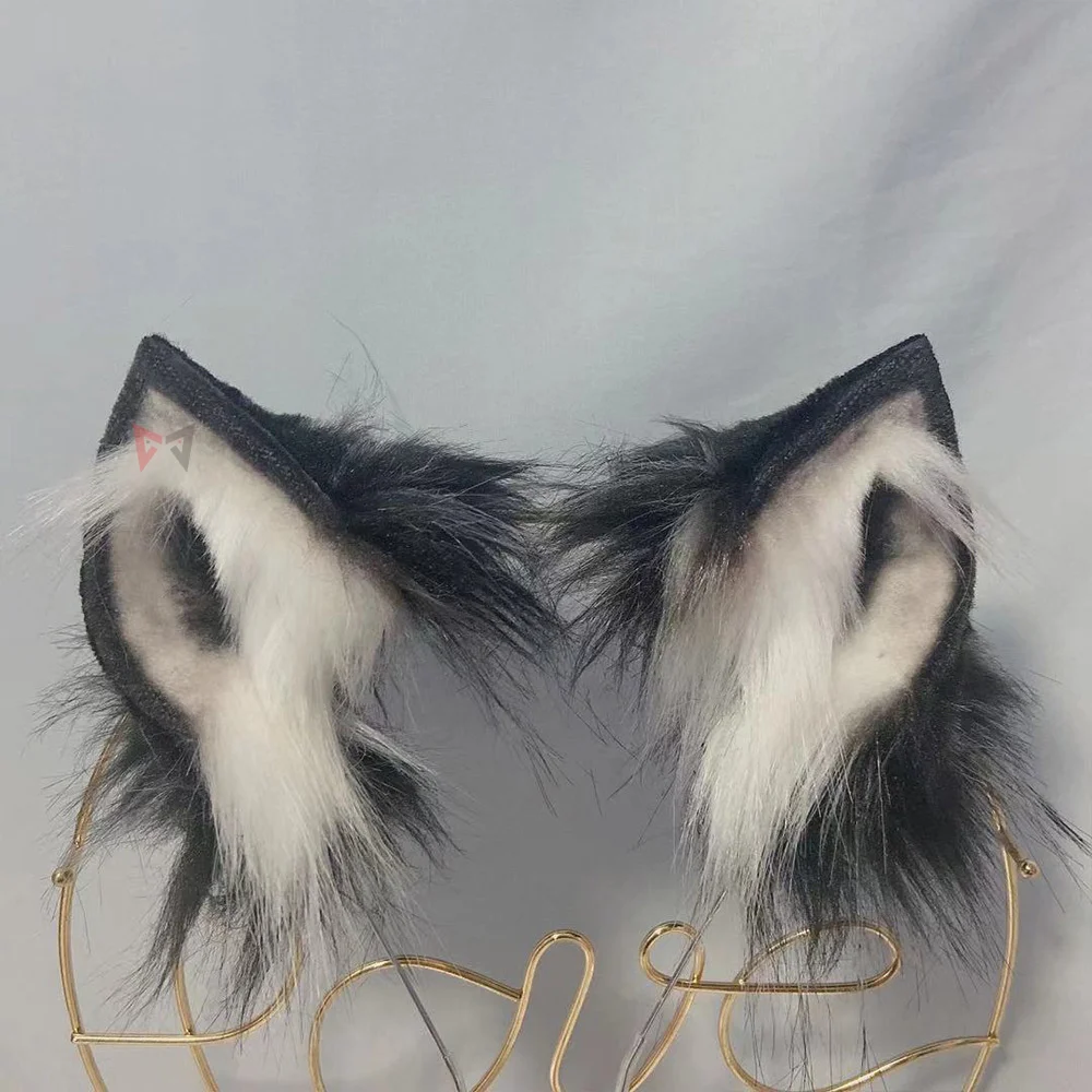 Новинка чёрный серый маленький молочный Лисий ушки обруч для волос Серьги с