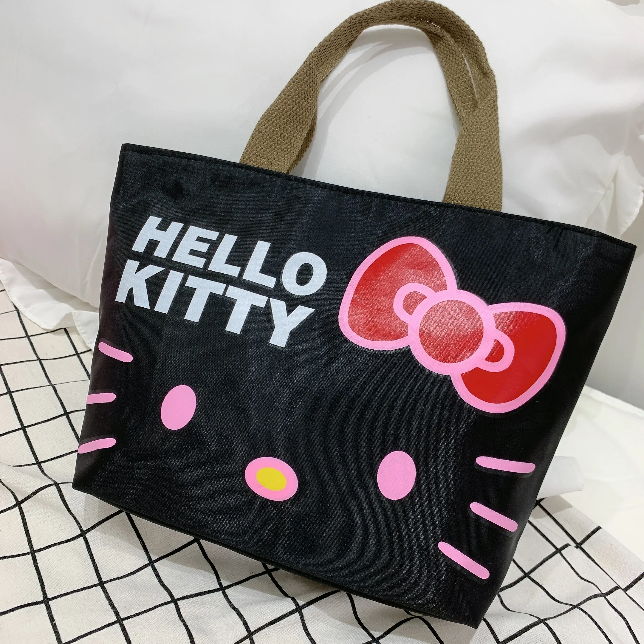 

Women Waterproof Oxford Handbag Female Cute Cat Face Small Bento bag Girls Cloth Shoulder Bag Fashion Portable Shopping Bag