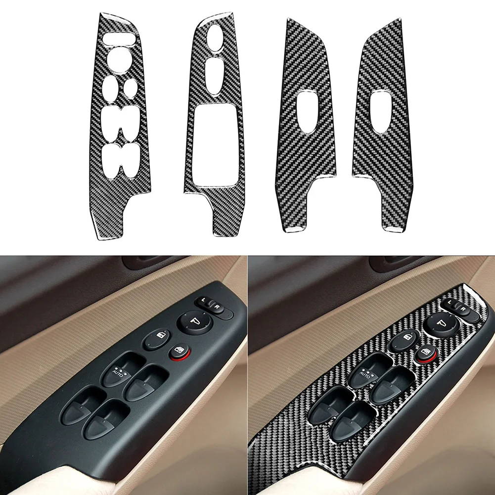 

4pcs Car Window Lifter Control Switch Cover Stickers Armrest Panel Trim Decorative Stickers for Honda Civic 8th Gen 2006-2011