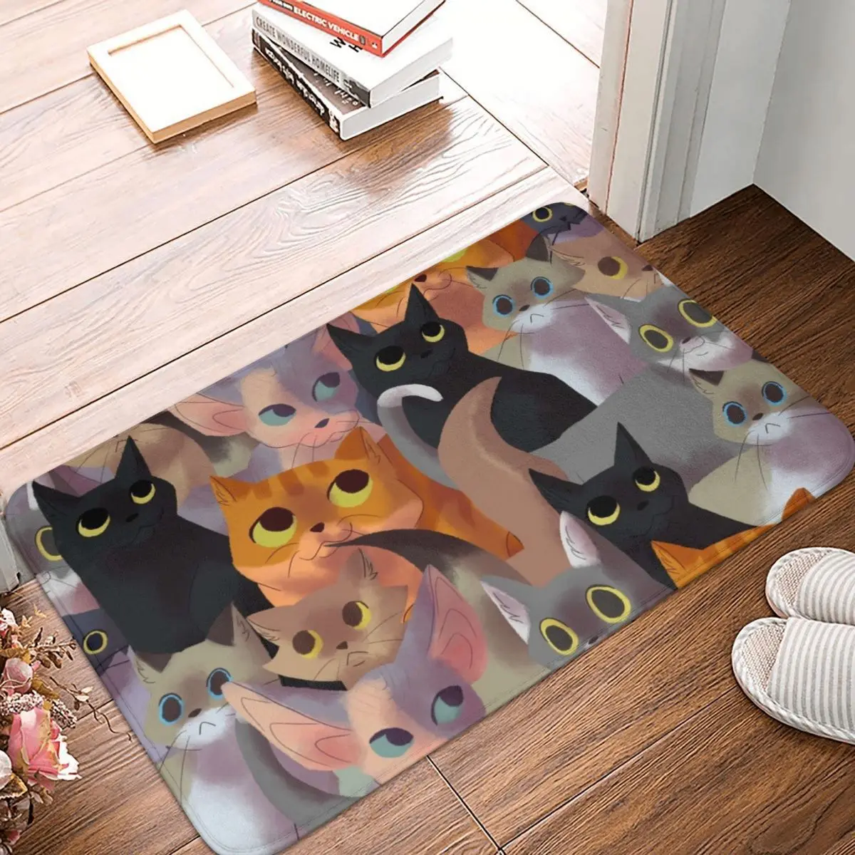 

Кошачий напольный коврик Lotsa, современный мягкий ковер для спальни, прихожей, гостиной, с милыми животными, нескользящий, коврик для дверей