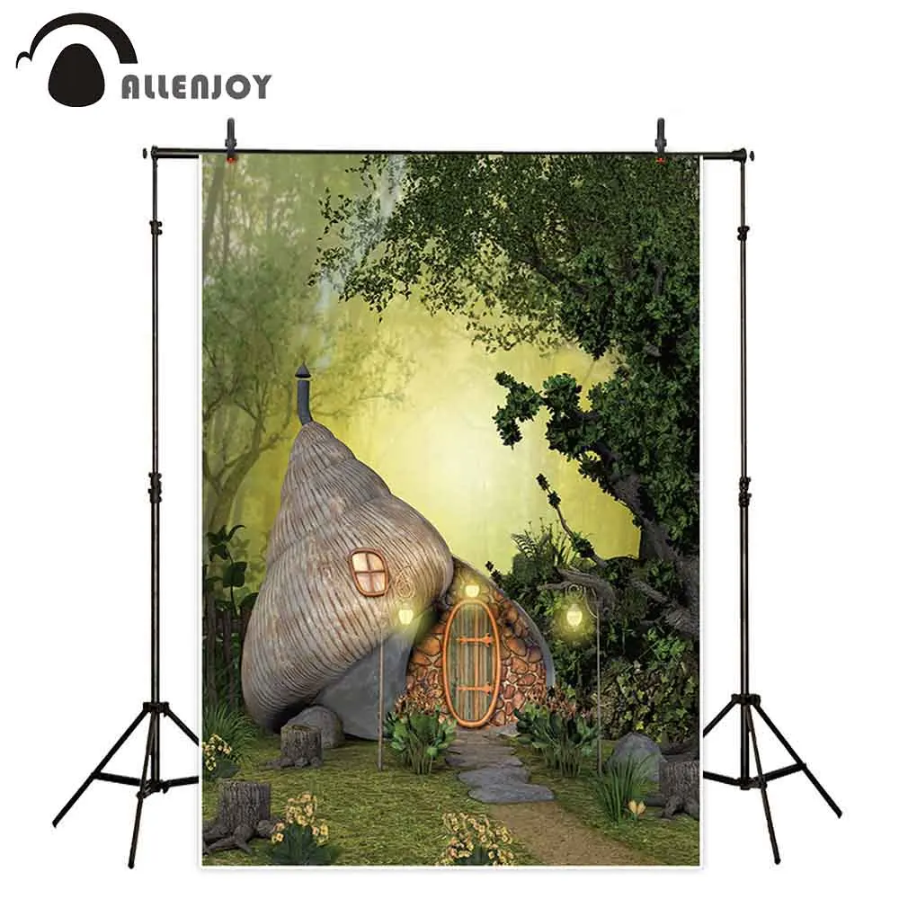 Allenjoy гриб фон с домами лес Пасха сказка Страна Чудес Весна день рождения для