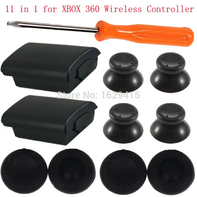 IVYUEEN 11 в 1 для Xbox 360 контроллер на заказ 2 x Черный чехол для аккумуляторной батареи+ 4 x аналоговая палка+ 4 x ручки для большого пальца