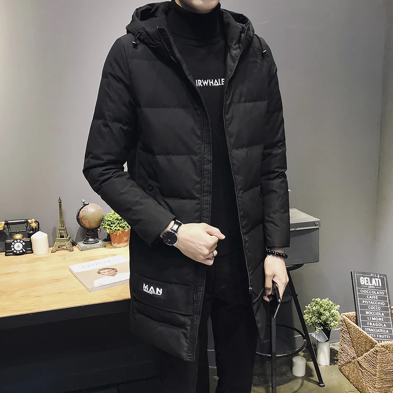 

2018 winter new men's thick long hooded trend casual jacket