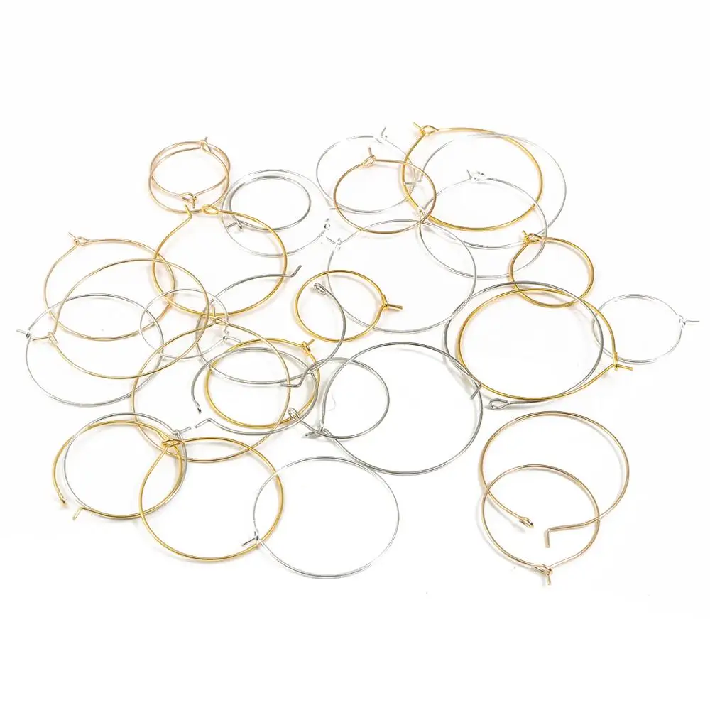 

50pcs/lot 20 25 30 35 mm Big Round Hoop Circle Earrings Fashion Ladies Alloy Ear Wire Hooks Diy Earring Jewely Making Findings