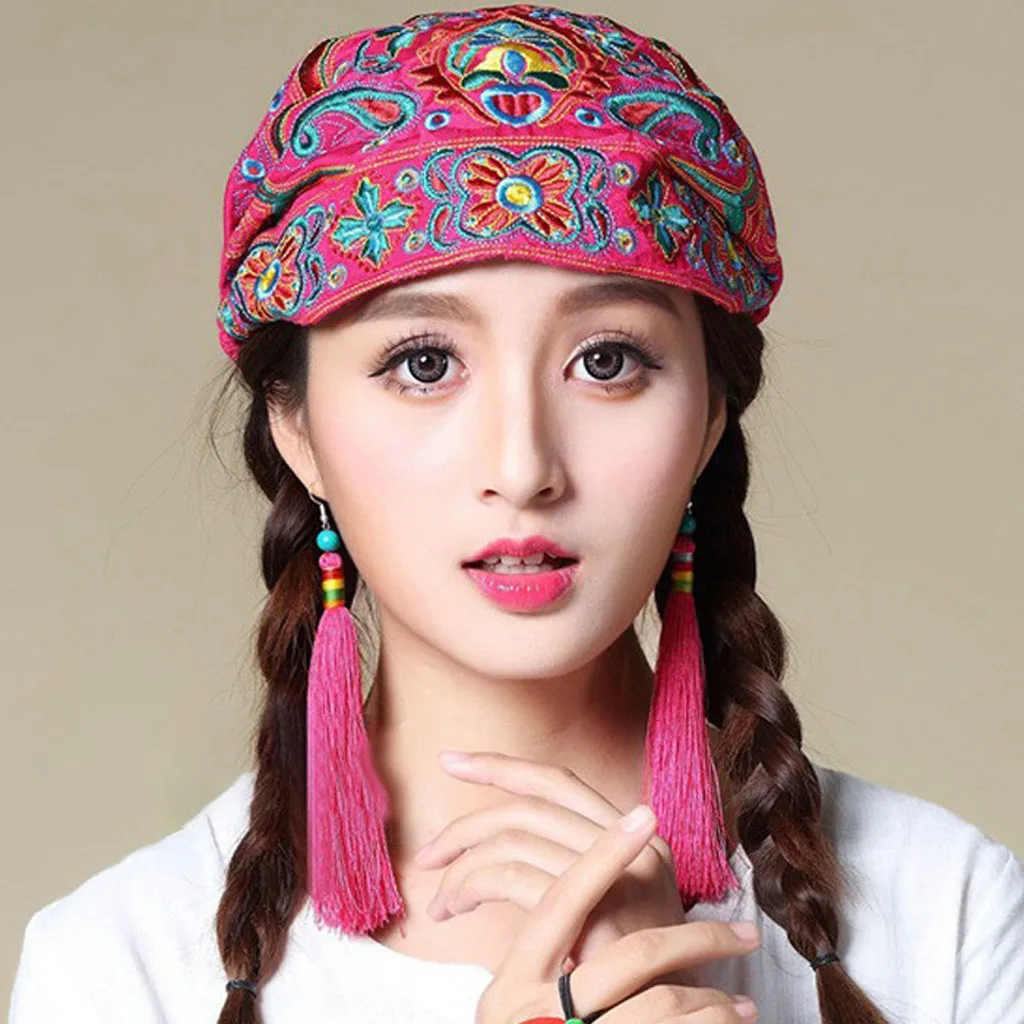 Женские этнические винтажные банданы в китайском стиле с цветочным принтом