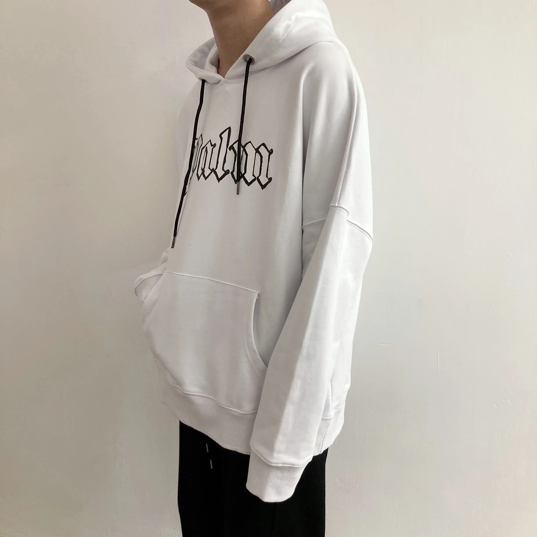 

Palm Angels Silver Edge Logo Print Hoodies Sweatshirts Loose High Street Men's Women's Pullovers 5434887