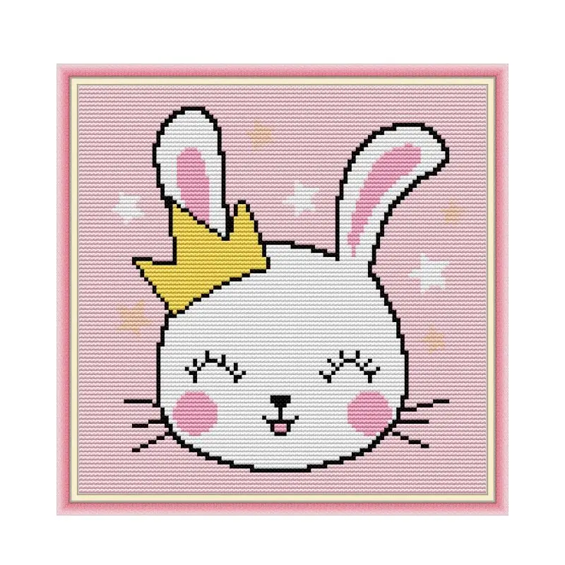 

Набор для вышивки крестиком Crown Shy Bunny, Набор для вышивки крестиком aida 14ct 11ct, печать на холсте, вышивка крестиком, вышивка ручной работы «сдела...