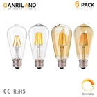 6 шт E27 ретро Edison LED светильник лампочка ST64 4W 6W 220V Винтаж светильник лампа теплого белого света светильник led лампы накаливания Винтаж светильник декора для дома