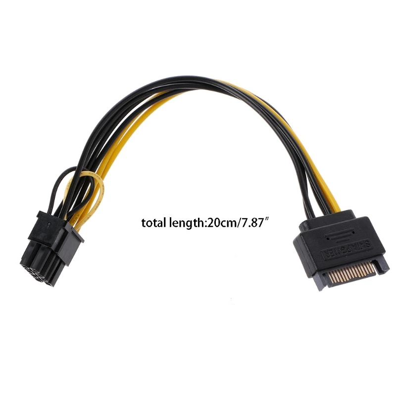 Кабель питания для видеокарты PCI-E Male 15 контактов SATA Male-8Pin(6 + 2) 20 см | Компьютеры и