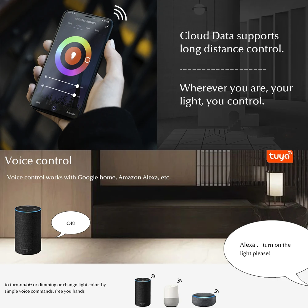 Светодиодная лента Zigbee Tuya RGB + CCT 12 в пост. Тока 24 В | Лампы и освещение