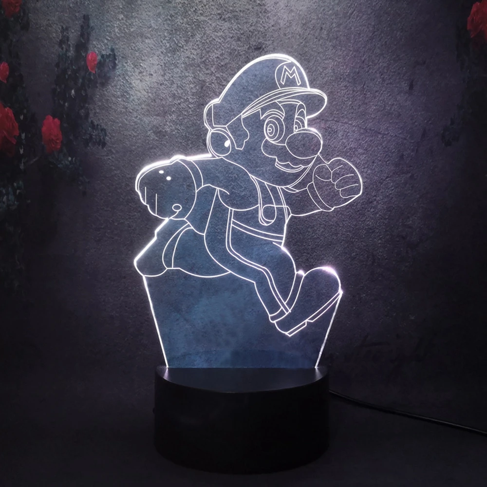 2020 мультфильм 3D LED ночник Лава Горячая игра Аниме Супер Марио подарок для ребенка