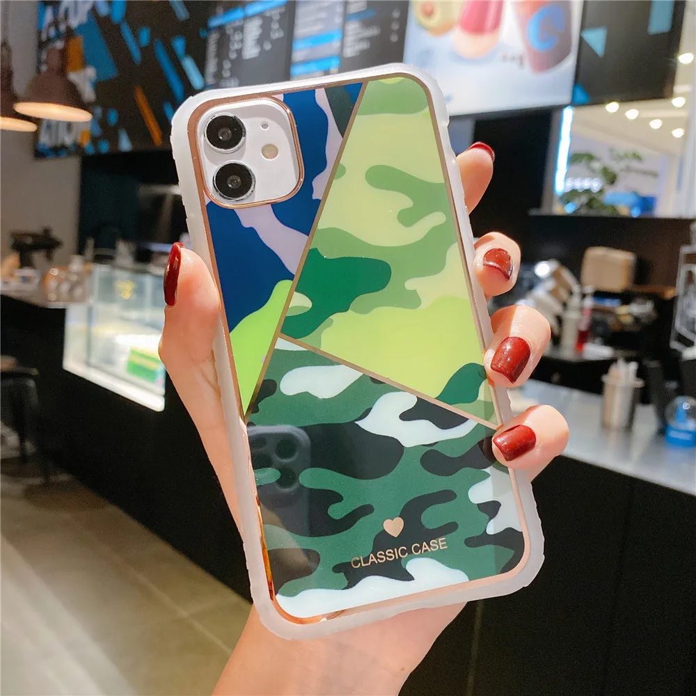 Мягкий ударопрочный камуфляжный чехол с золотыми линиями для Iphone X XS Max XR 7 8 11 Pro Plus