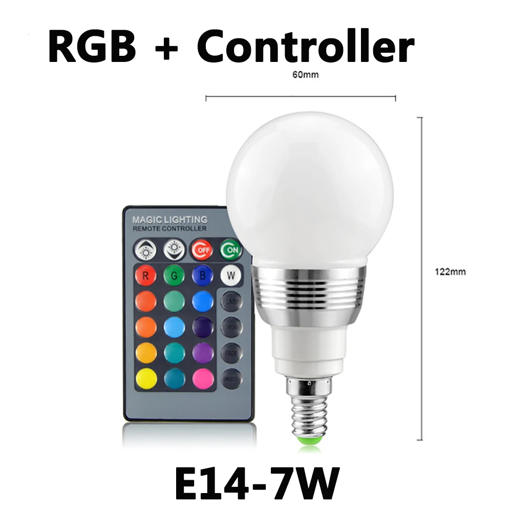 RGB-Remote E14-7W E27 Bluetooth RGB светодиодный светильник E14 Светодиодный светильник с ИК-пультом дистанционного управления волшебный светильник для домашнего декора умный IC светильник ing лампа - Испускаемый цвет: RGB-Remote E14-7W