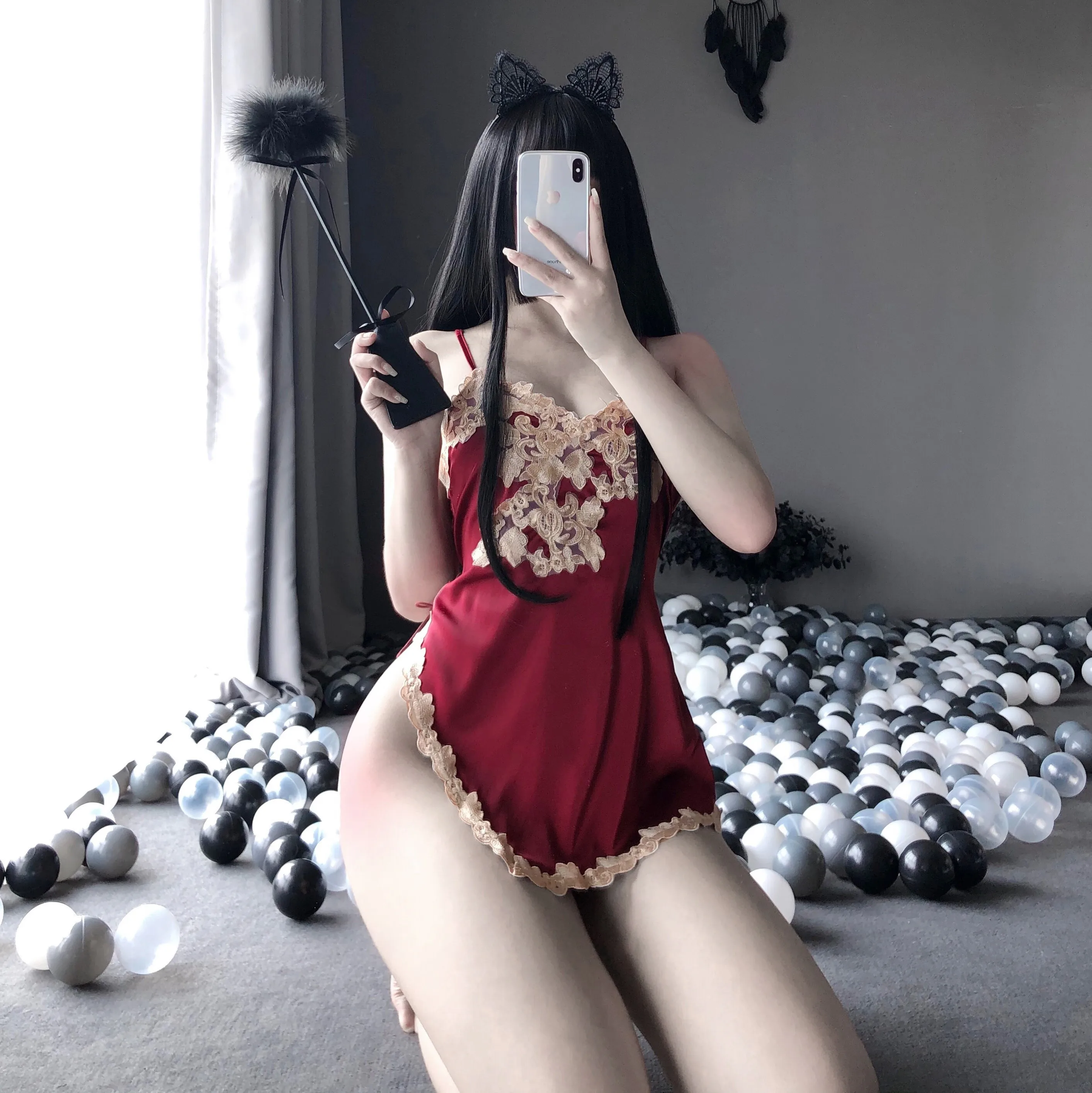 

Новинка, сексуальное нижнее белье KUCLUT, летняя и осенняя Ночная рубашка на бретелях, с V-образным вырезом и короткой юбкой, тонкая Домашняя од...