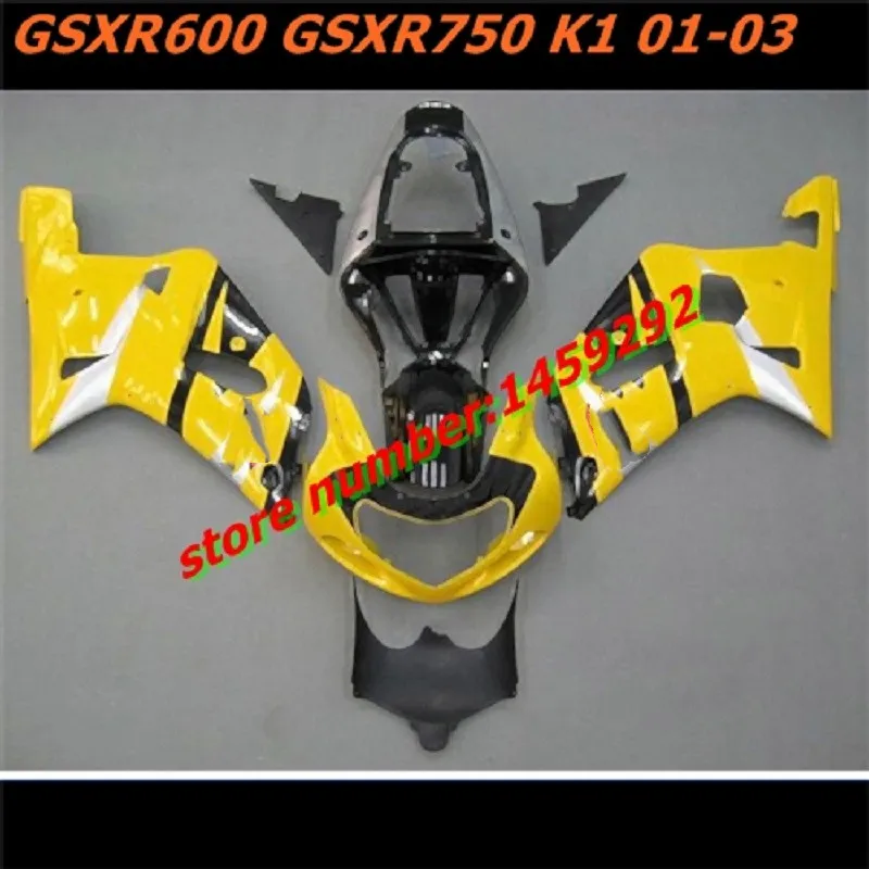 

Комплект обтекателей из АБС-пластика для SUZUKI 2001-2003 GSXR600 750 K1 K2 Обтекатели для мотоциклов GSXR750 GSXR 600 01 02 03 желтый черный комплект
