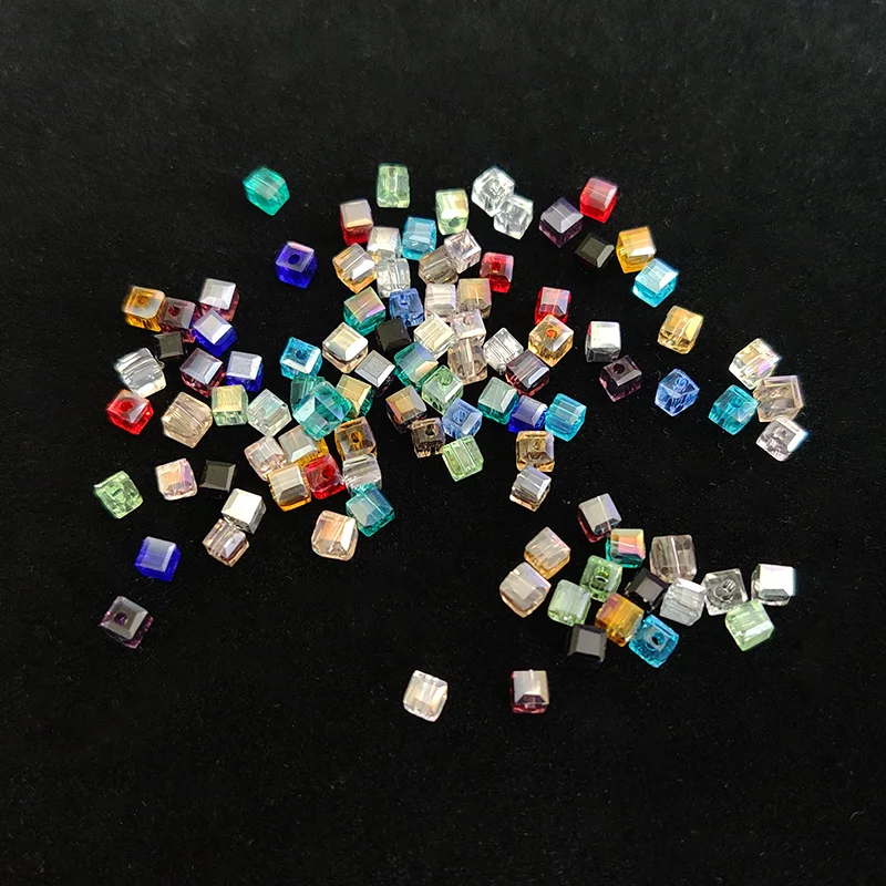 Белый серебристый черный цвет 3 мм 100 шт. квадратные Австрийские стеклянные