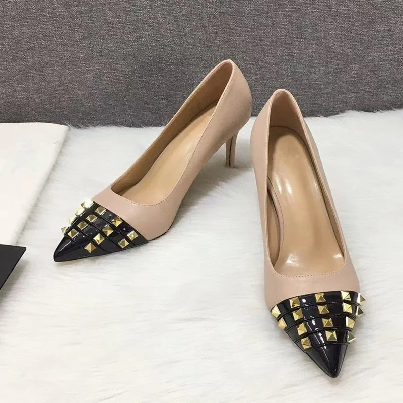 

Women's Plus Size High Heels 2021 New Spring Rivet Stiletto Pointed Toe Sexy Party Wedding Dress Pumps Ladies Heeled Shoes