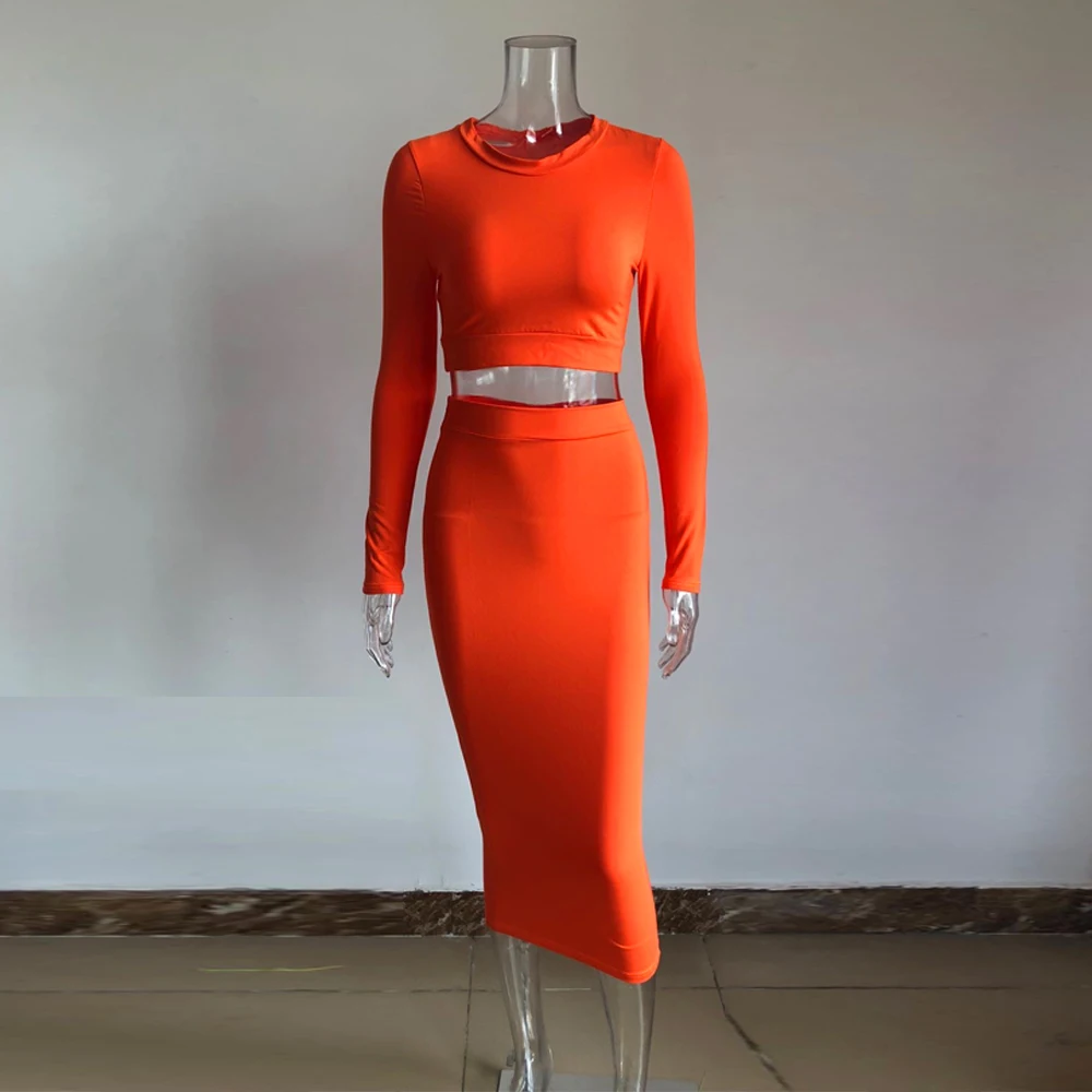 Uhhfuyf хлопковый материал оранжевая юбка комплект из двух предметов женские