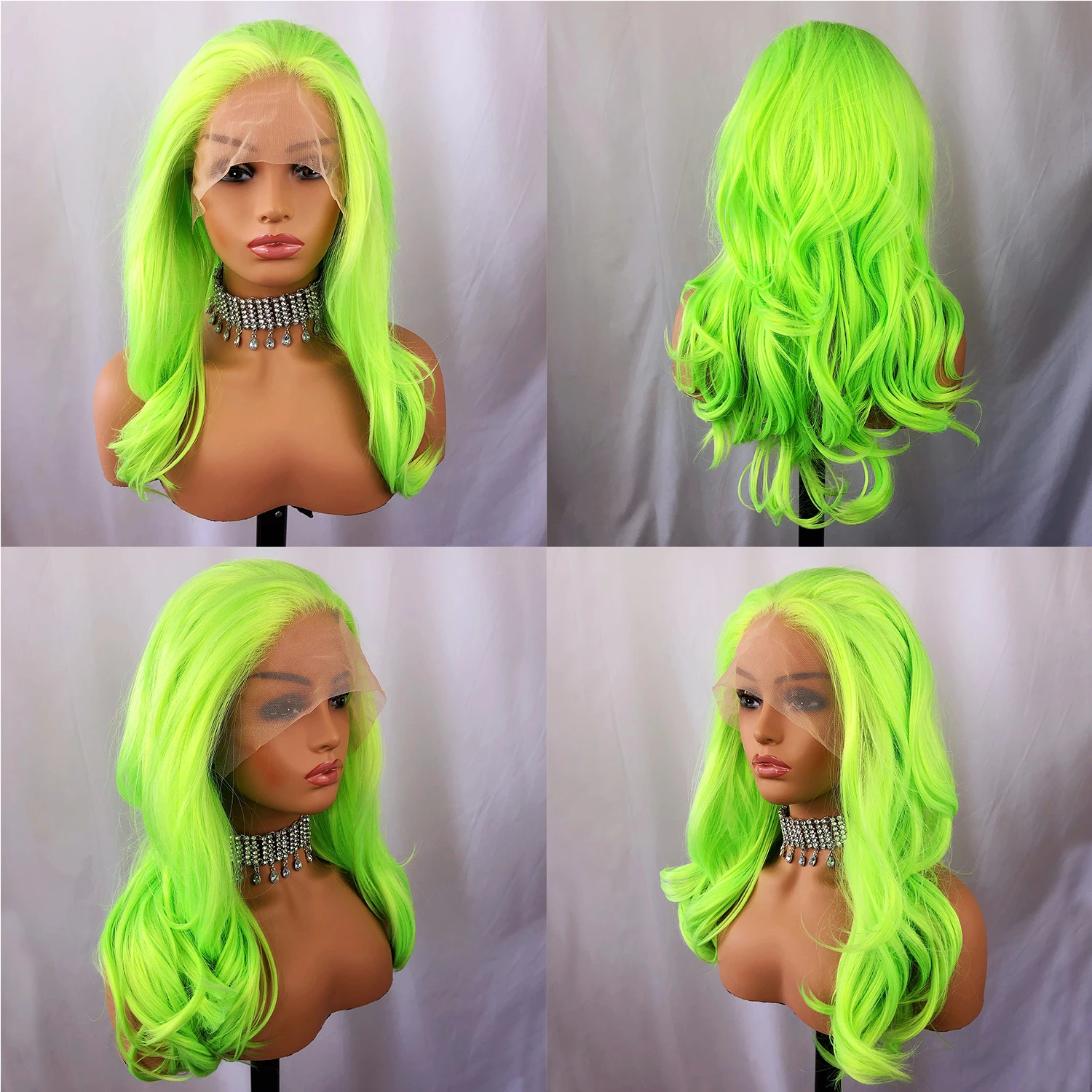 

Green Lace Front Wigs Short Bob Wavy Wig Glueless Lace Front Wig Natural Wave Synthetic Heat Resistant Fiber Hair Wig