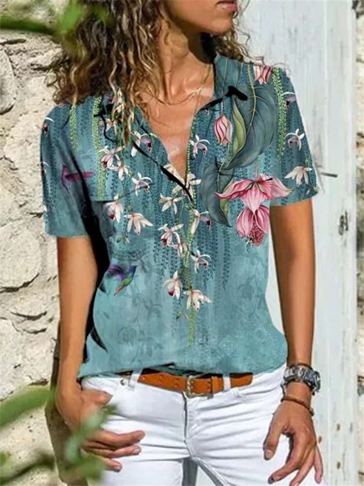 

Fashion short-sleeved shirt women large size loose women shirts all-match women tops