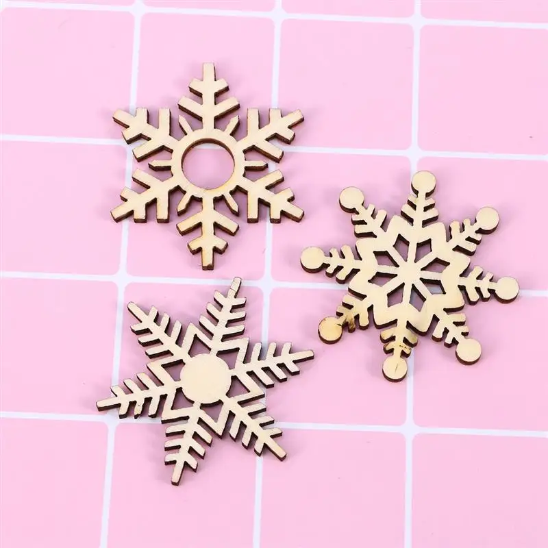 10 шт DIY рождественские Висячие украшения деревянные полые снежинки дизайн