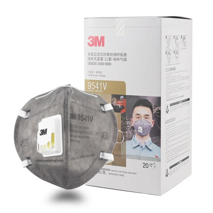 

20pcs/Lot 3M KN95 9541V/9542V Activated Carbon Mask Anti-particulate Respirator With Valve Earloop Headband Original Face Mask