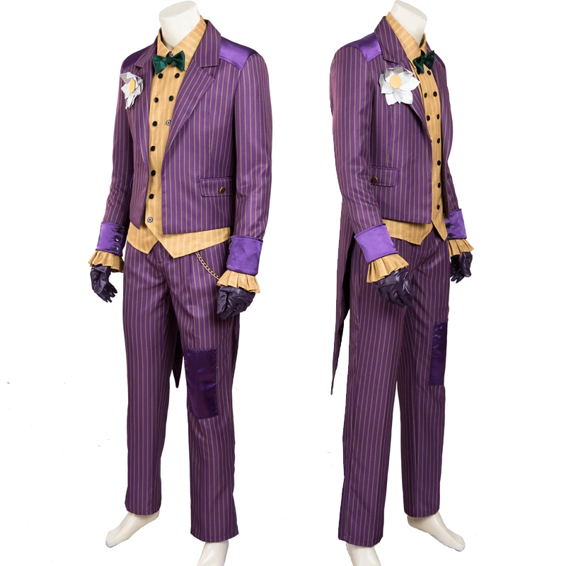 Игра Аркхэм рыцарь Джокер Косплей наряд Хэллоуин искусственный фиолетовый