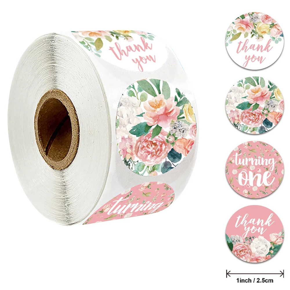 500 шт./рулон спасибо Стикеры с цветочным дизайном Цветочный принт ярлыка
