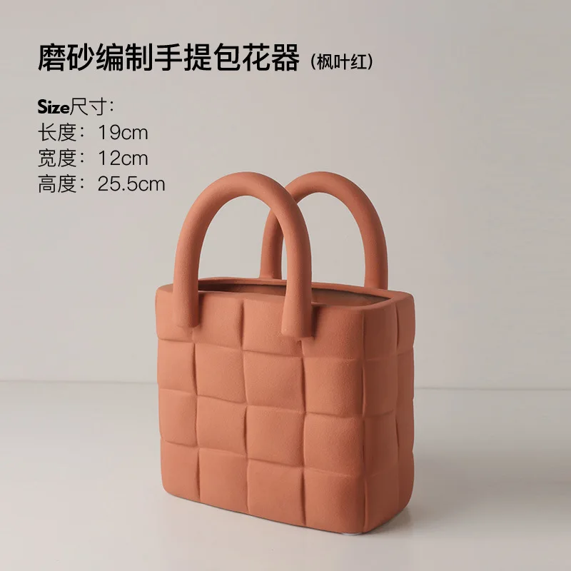 

Nordic creative handbag vase Morandi ceramic flower ware living room flower arrangement home model room decoration