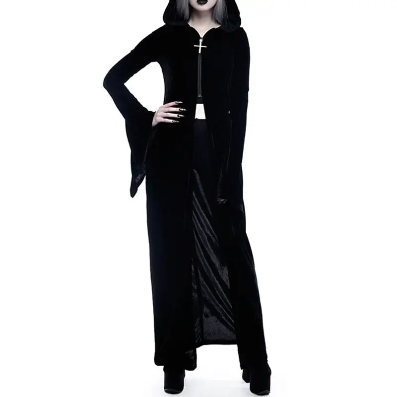 Хэллоуин готический панк стиль длинный с капюшоном школьный женский раздельный