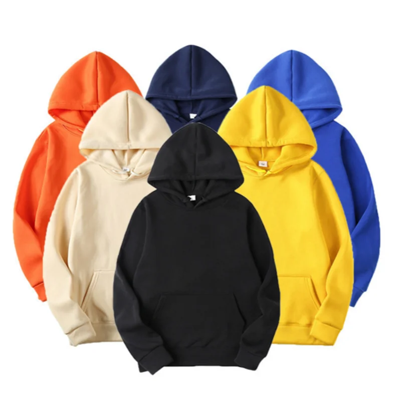 2021 Men's Hoodies Sweatshirt Autumn Winter Solid Color Cotton Loose Hooded Jackets Homme Harajuku Streetwear Tops Plus Size