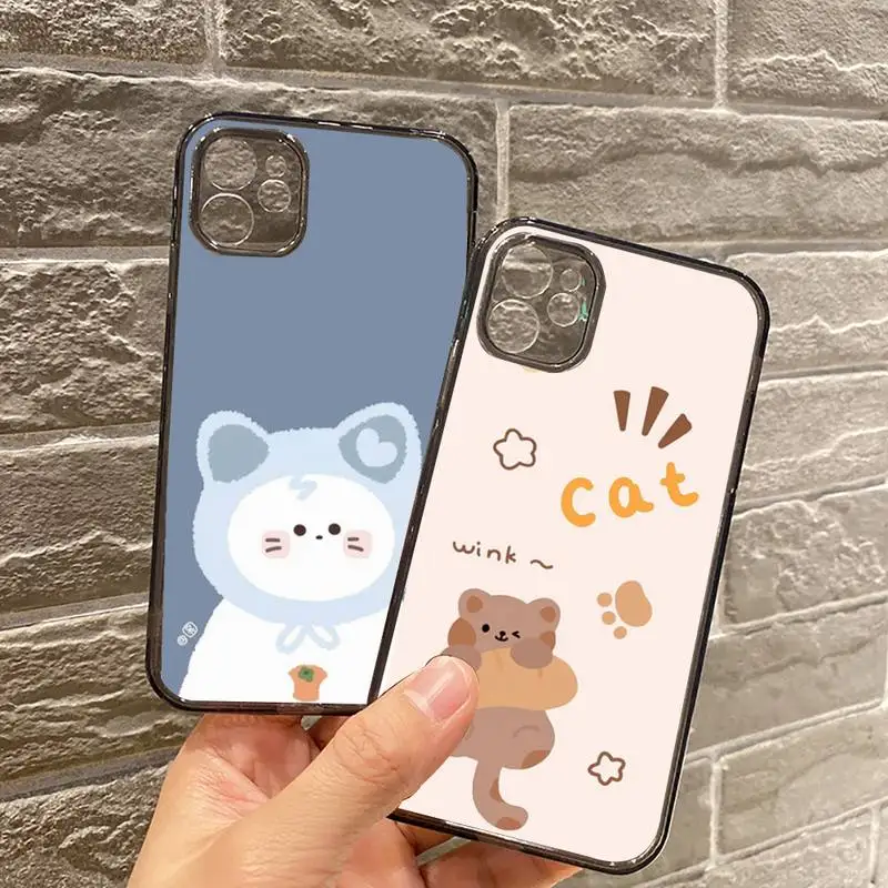 

Cute cartoon animal image Phone Case For iPhone 7 8 11 12 X XS XR MINI Pro Max Plus Retro Black Grey clear transparent