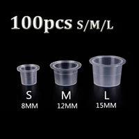 disposable plastic microblading tattoo ink cup permanent makeup pigment clear holder container cap tattoo accessory 100pcs sml