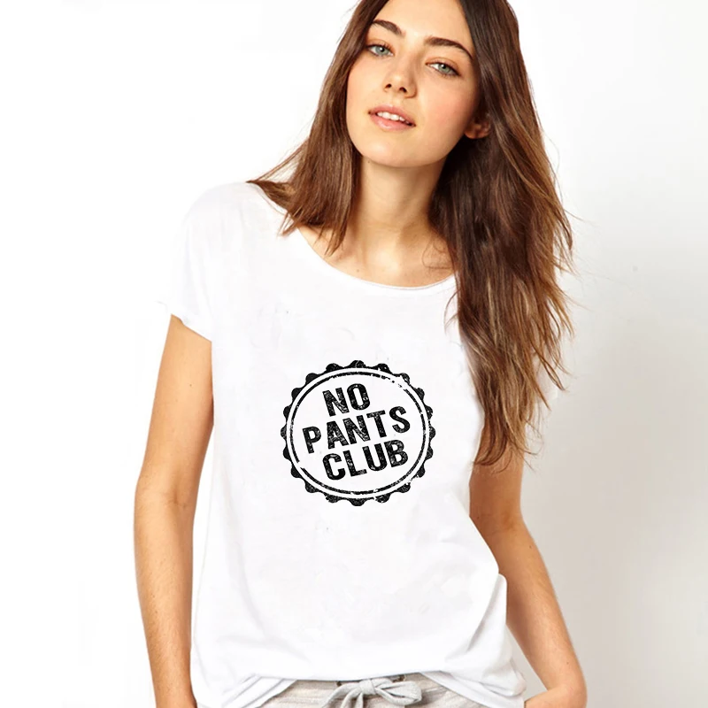 

Loose Round Neck White Top No Pants Club Simple Letter Printing T-shirt Women Summer New Style Comfortable and Cool Tee