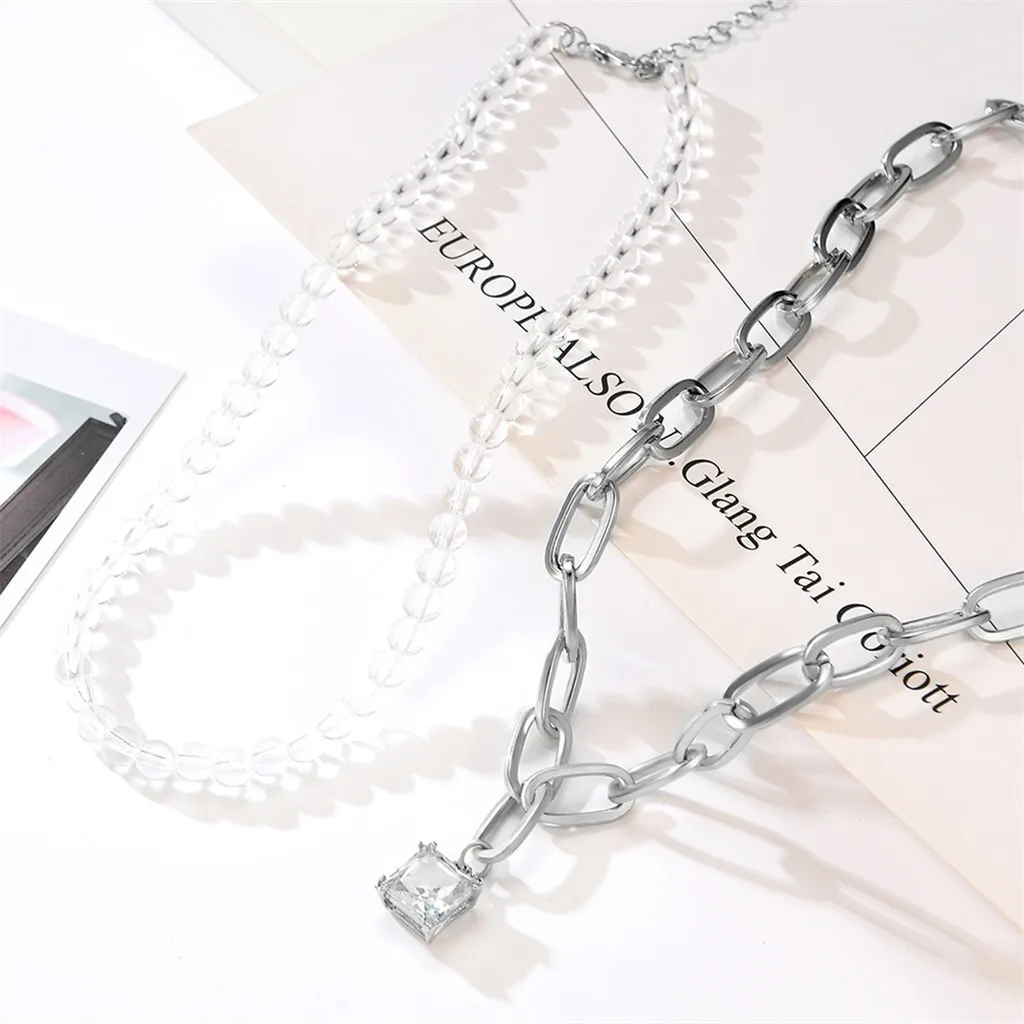 Boutique Fashion Creative Copper Chain Solid Color Pendant Necklace бижутерия цепочка schelpen ketting подвеска jewelry #3O24